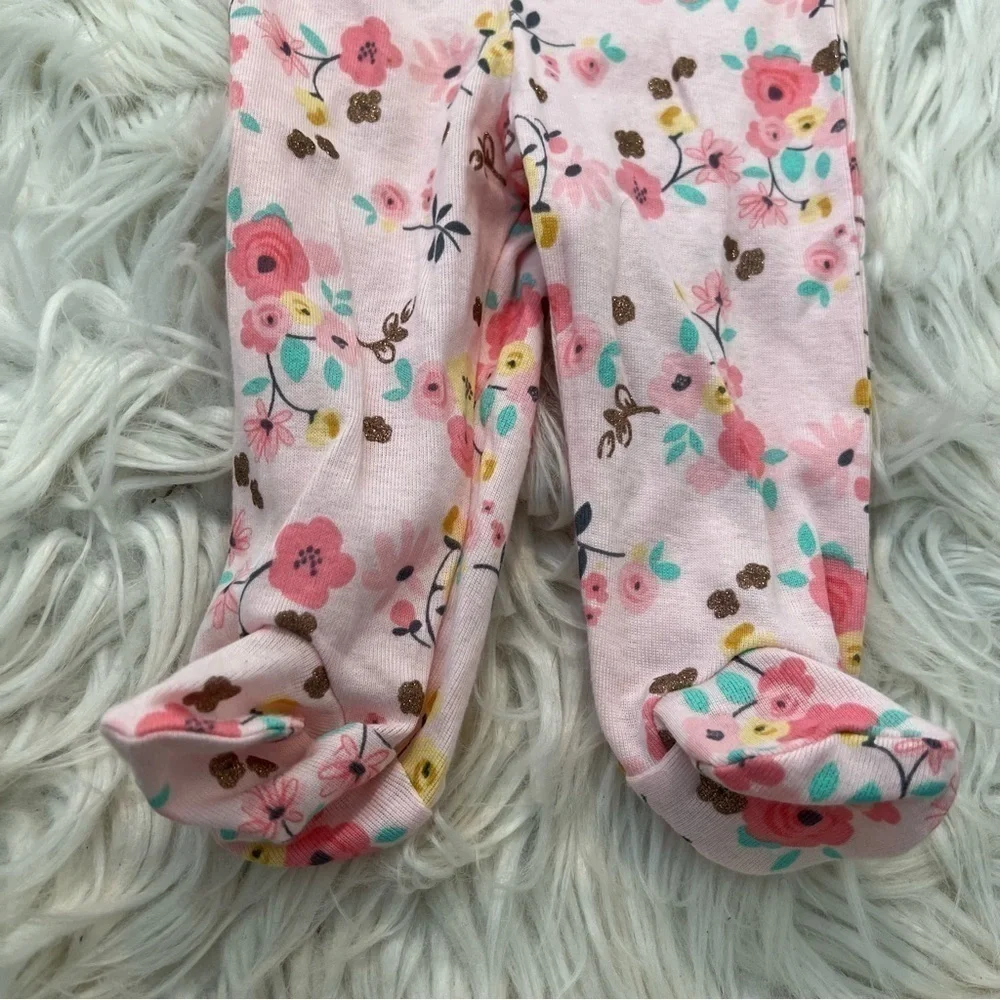 Gerber Outfit Light Pink Metallic Floral